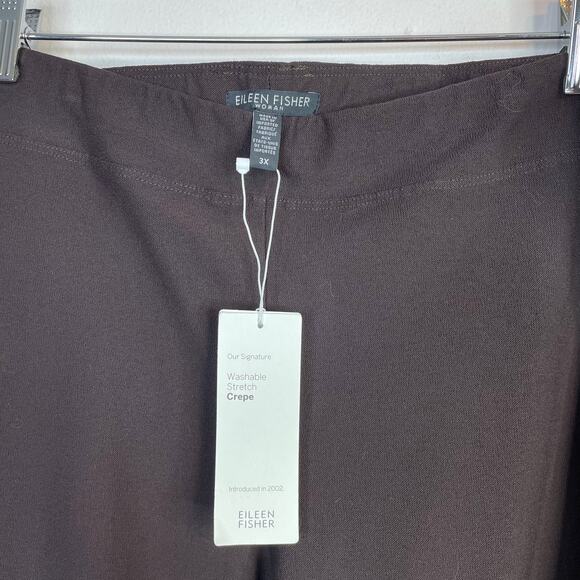 Eileen Fisher Washable Stretch Crepe Ankle Pants Dark Brown Plus 3X New NWT - Picture 8 of 11